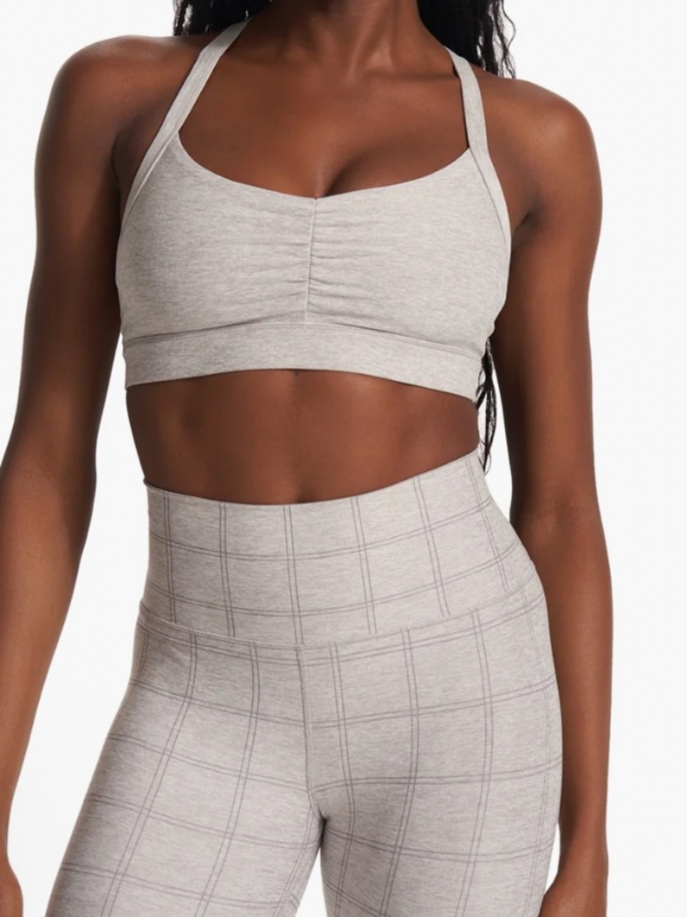 Vuori Elevation Ruched Bra Size S Clay Heather